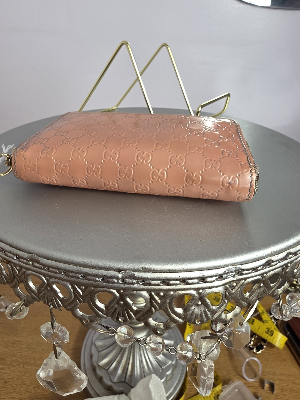 Gucci Rose Gold Metallic GG Zip Wallet - Picture 15 of 16